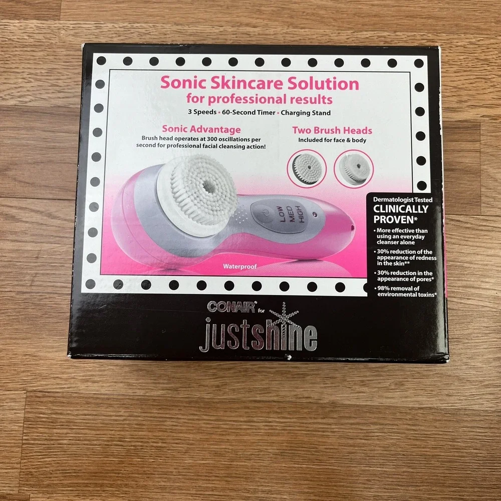 Conair Just Shine Justice Sonic Skincare Solution Cleansing Brush NEW